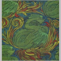 'Dragon' wallpaper design by C F A Voysey, produced in 1889..jpg